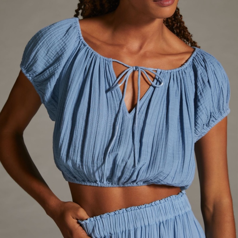 *Anthropologie Sundry Puff Sleeve Blouson Top